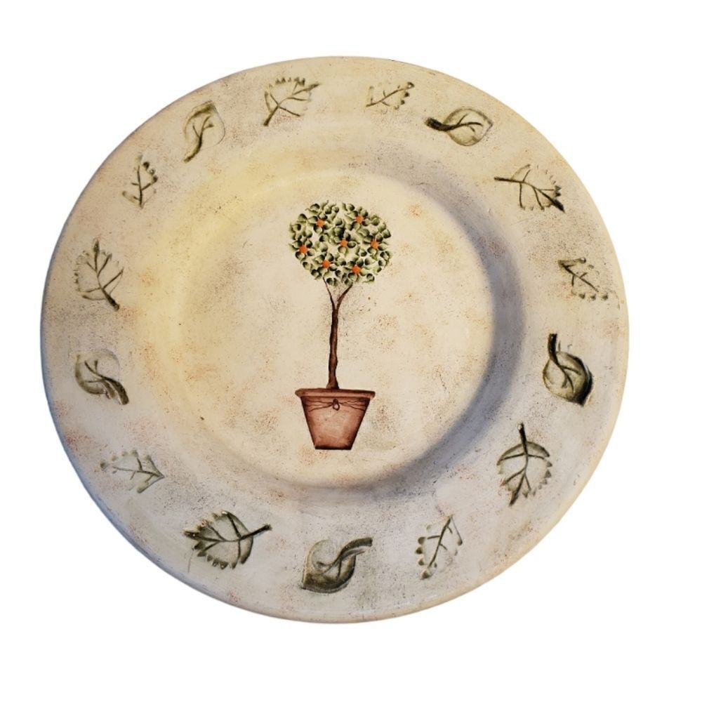 Heavy Hand Painted Pottery Plate
